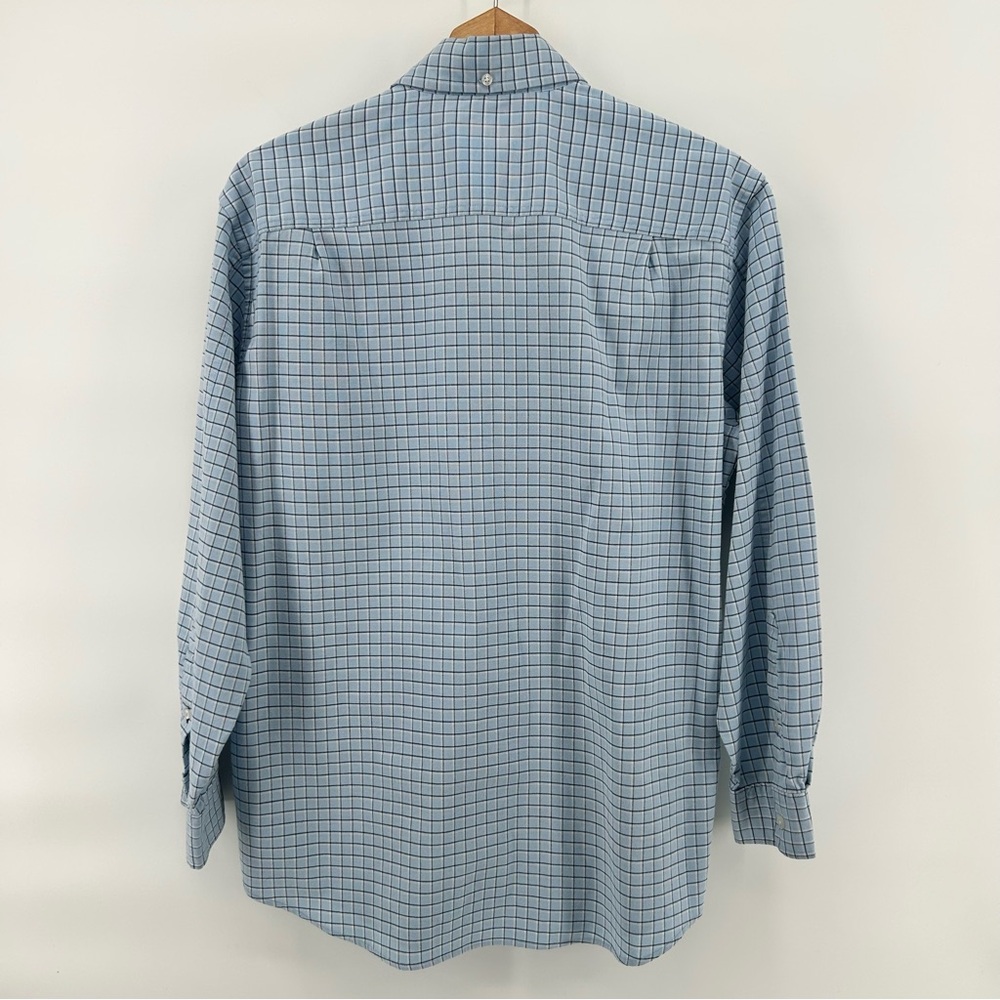 LL Bean Shirt Mens M Slightly Fitted Comfort Stretch Blue Check Heritage Preppy - Picture 4 of 8